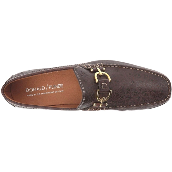 Donald J. Pliner Dacio-68 Brown Ostrich Embossed Loafers, Size 13 - Picture 3 of 10